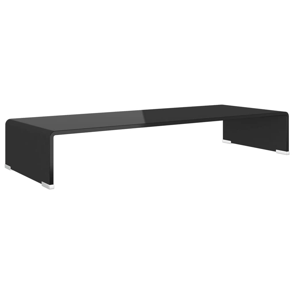 Modern Glass TV Stand with Monitor Riser - 31.5