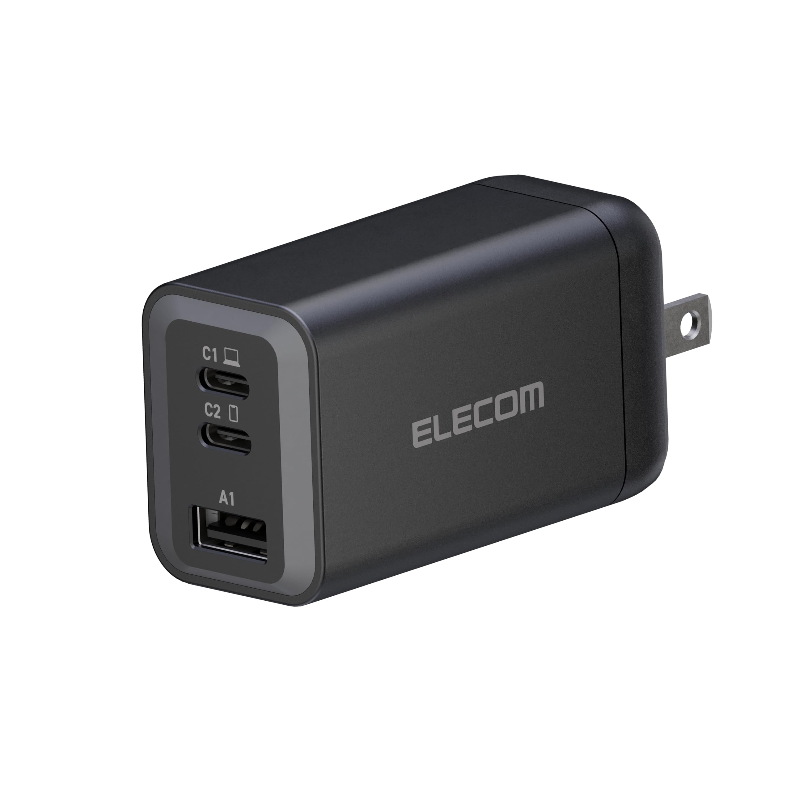 ELECOM 65W GaN II Fast Wall Charger with 3 USB-C Ports - Compact Power Adapter for iPhone, MacBook, iPad, Samsung Galaxy, AirPods & Smart Devices | Perfect for Travel, Office & Home Charging Station
