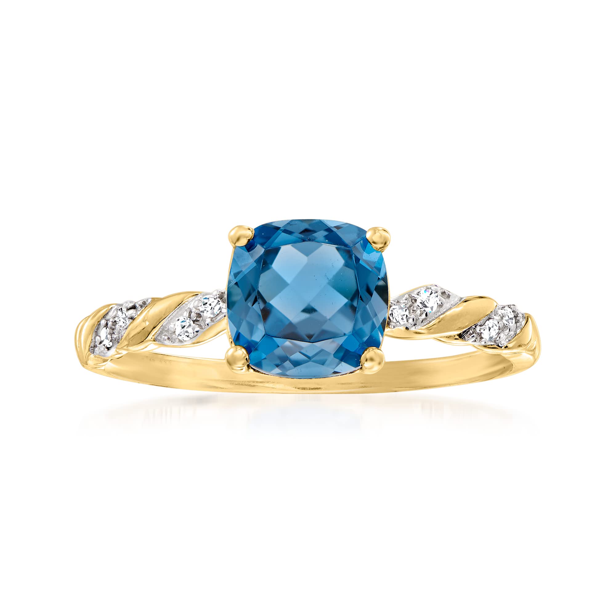 1.70 Carat London Blue Topaz & Diamond Ring in 14K Yellow Gold - Elegant Women's Jewelry for Engagement, Anniversary & Special Occasions