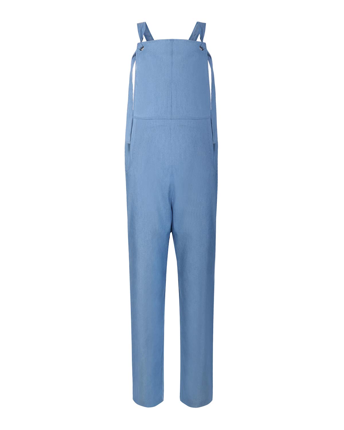 Styledome Women's Sleeveless Strappy Jumpsuit with Pockets - Baggy Romper Bib Overalls in Light Blue | XX-Large Size | Perfect for Summer Outings, Beach Vacations & Casual Streetwear