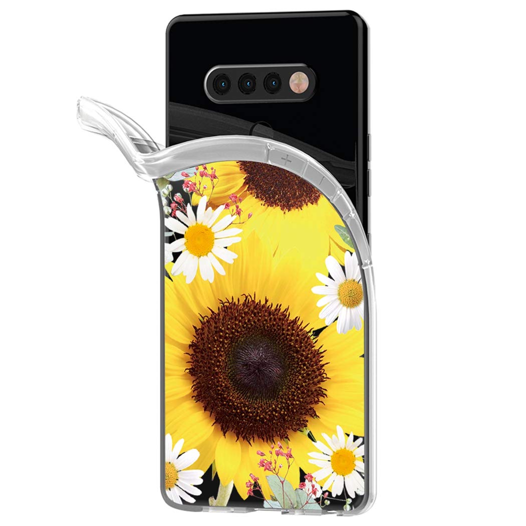Shockproof Clear TPU Phone Case for LG K51, LG Reflect & LG Q51 - Soft Transparent Protective Cover for Women & Girls (Sunflower Design) - Perfect for Everyday Use, Work & Travel Protection
