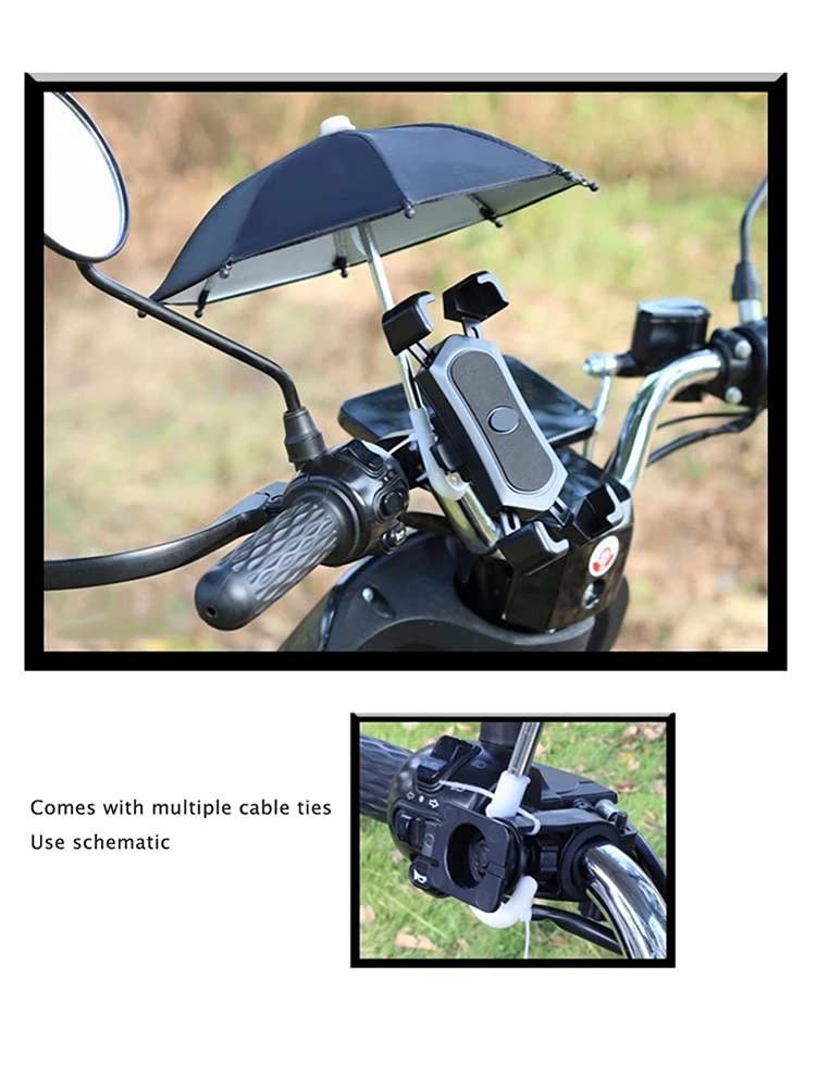 Waterproof Motorcycle Handlebar Phone Holder with Sun Shade - Portable Umbrella Mount for Smartphones (Pink) - Perfect for Outdoor Riding, Cycling & Adventure Sports