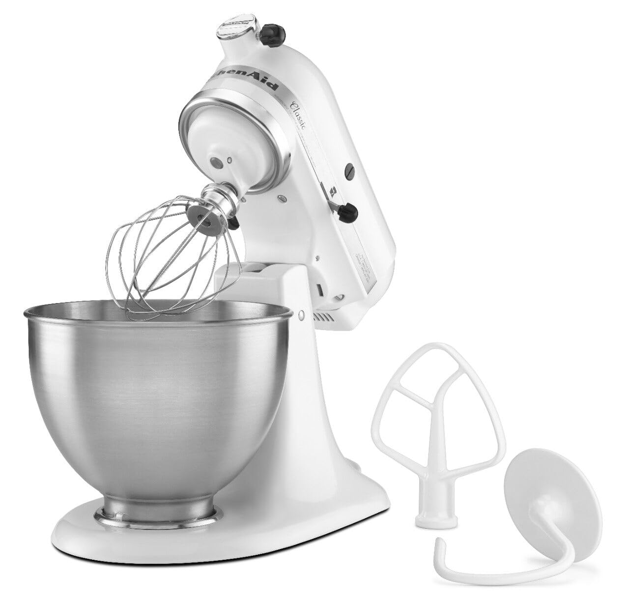 KitchenAid Classic Series 4.5 Quart Tilt-Head Stand Mixer K45SS - Powerful Countertop Electric Mixer for Baking, Dough & Cooking - Perfect for Home Bakers & Professional Chefs (White)