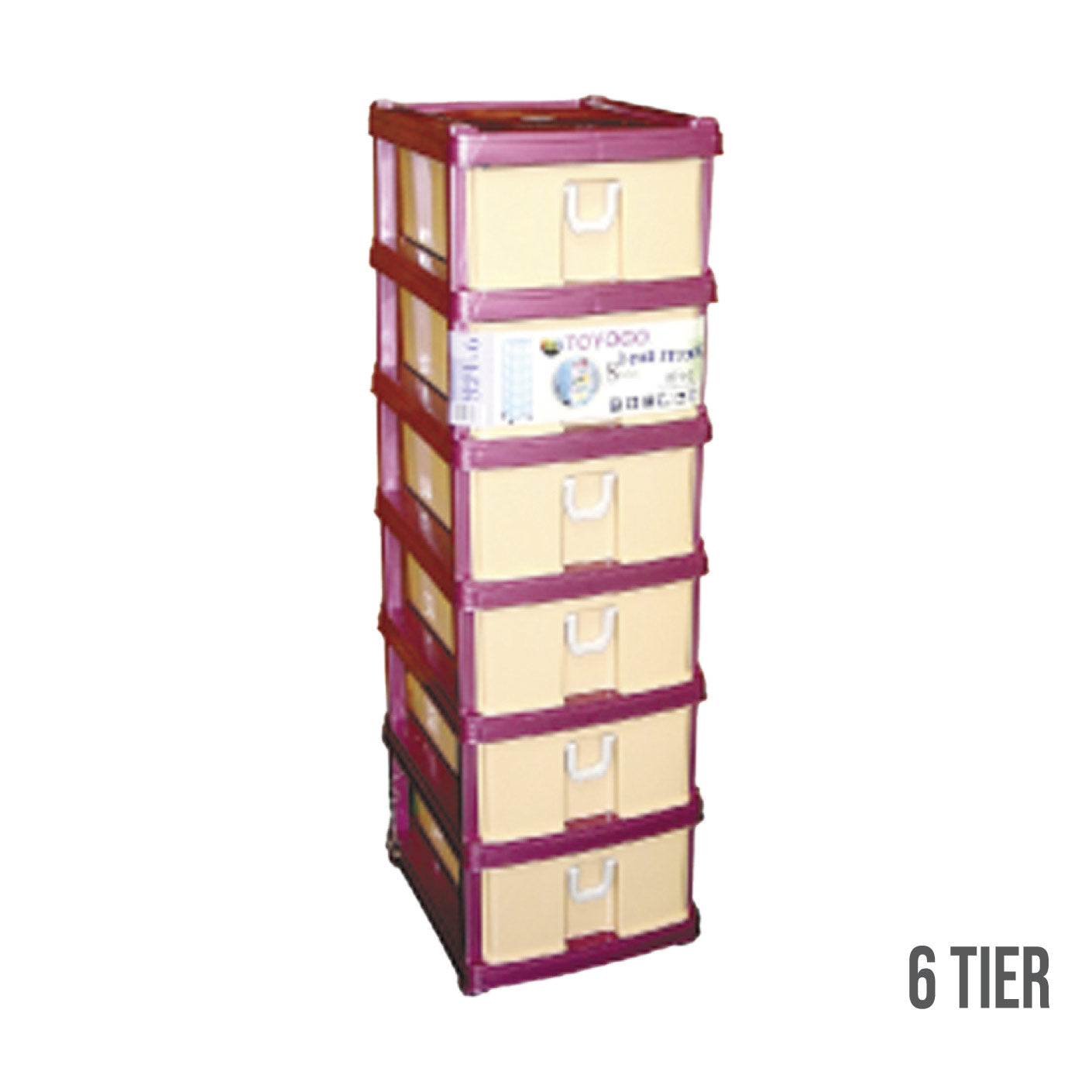 6 Tier Twin Drawer Organizer Rack - Space Saving Storage Solution for Kitchen, Bathroom, Office & Closet Organization (Model 8216)