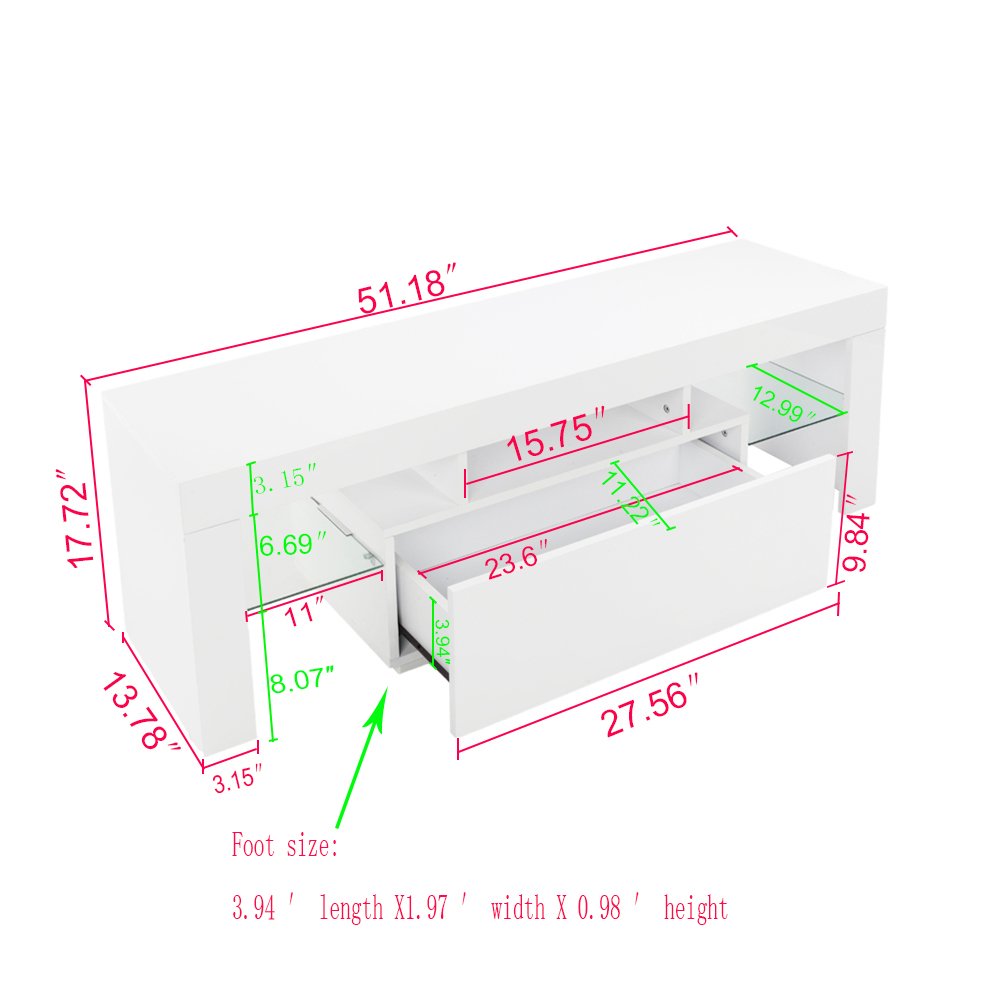 Modern TV Stand with LED Lights & Storage Drawers - 60 Inch Entertainment Center for Living Room, White TV Cabinet with Adjustable Shelves | Perfect for Home Theater Setup & Living Room Decor