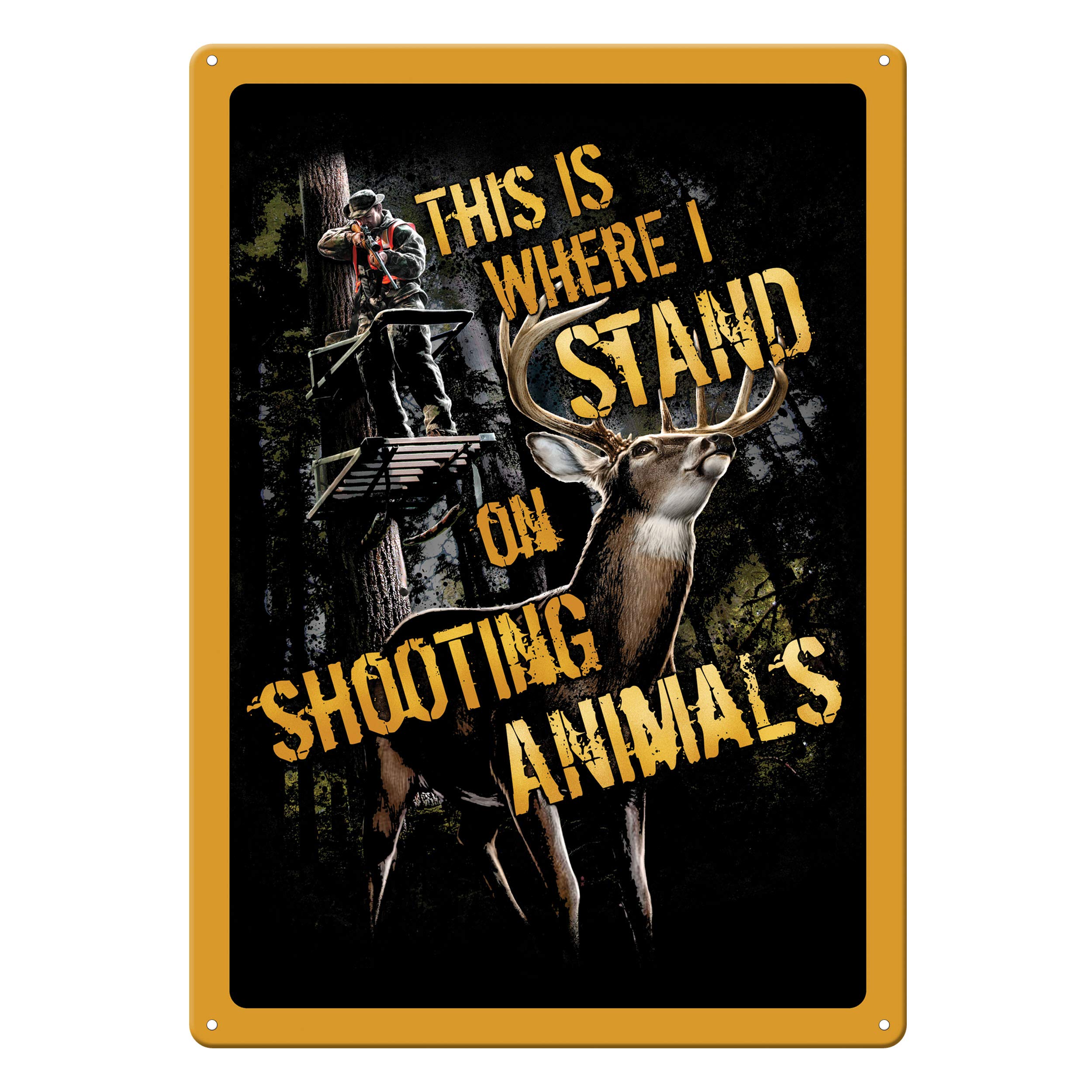 Rivers Edge Products 12x17 Inch Vintage Tin Sign - Hunting & Wildlife Decor for Man Cave, Bar, Garage - Shootin Animals Wall Art - Durable Metal Sign for Outdoor & Indoor Use