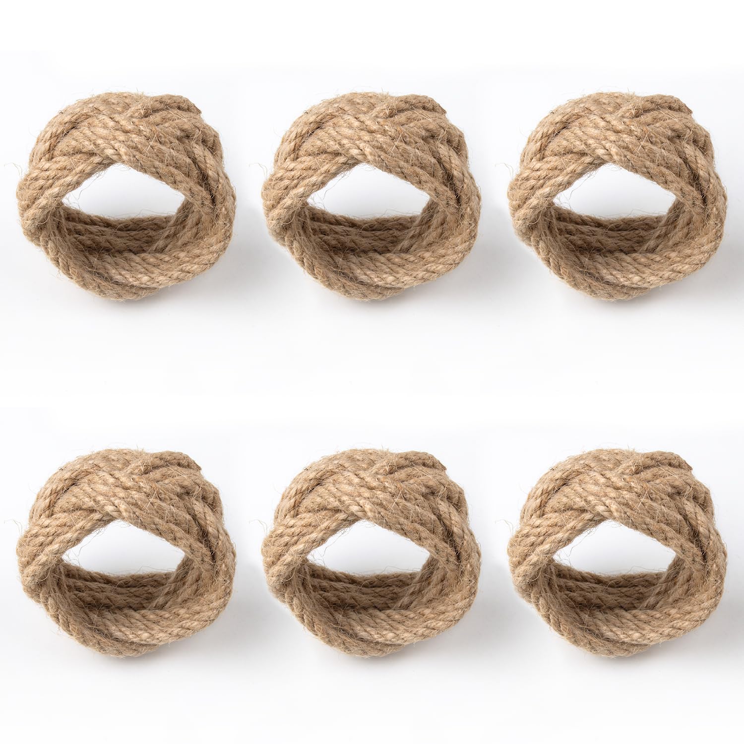 6-Pack Woven Burlap Napkin Rings - Rustic Farmhouse Table Decor for Wedding, Banquet, Christmas, Thanksgiving & Easter - Perfect for Dining Table, Holiday Parties & Special Occasions