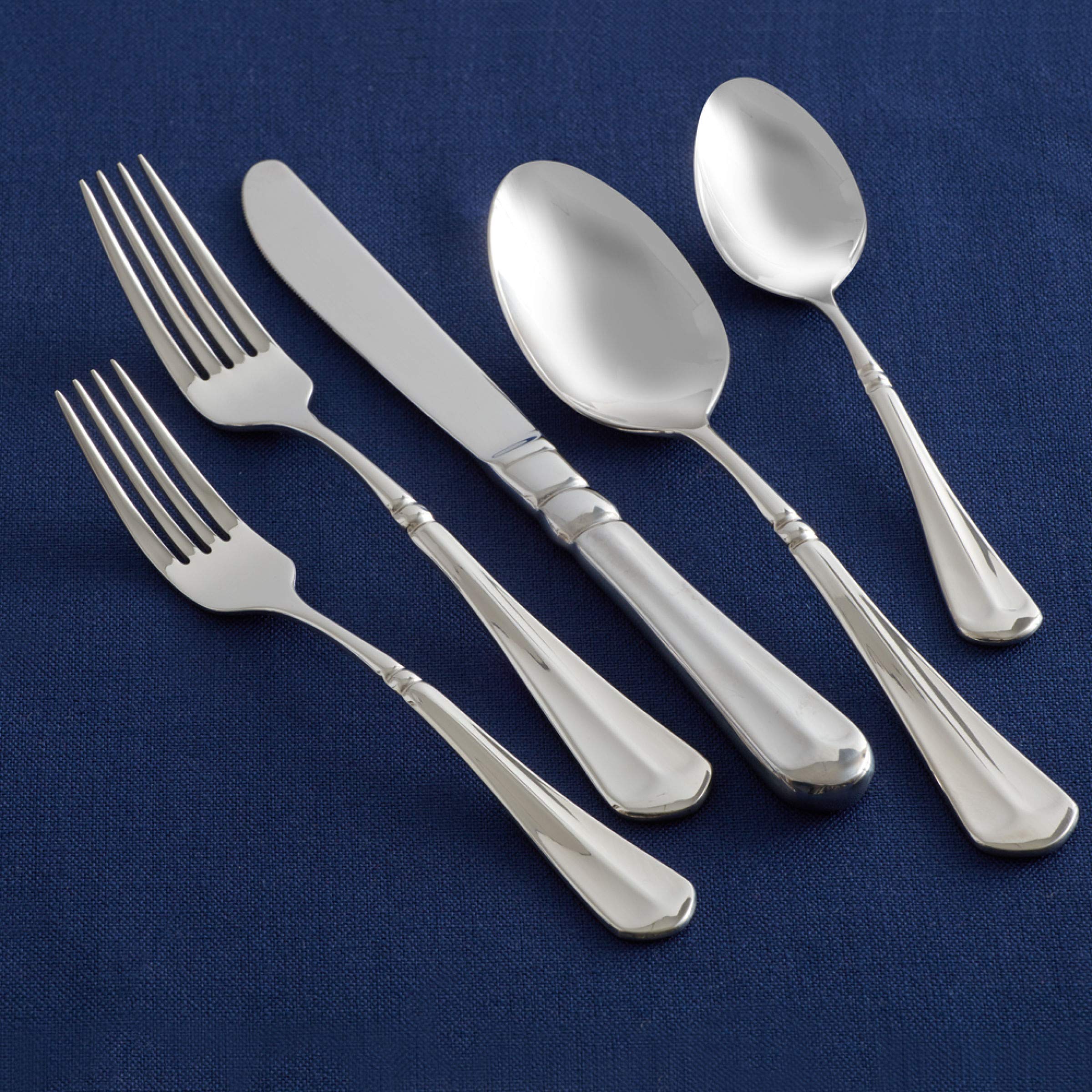 Premium Mikasa French Countryside 65-Piece Flatware Set for 12 - 18/10 Stainless Steel Silverware with Serving Utensils - Elegant Dinnerware for Formal Dining, Holiday Entertaining & Wedding Gifts