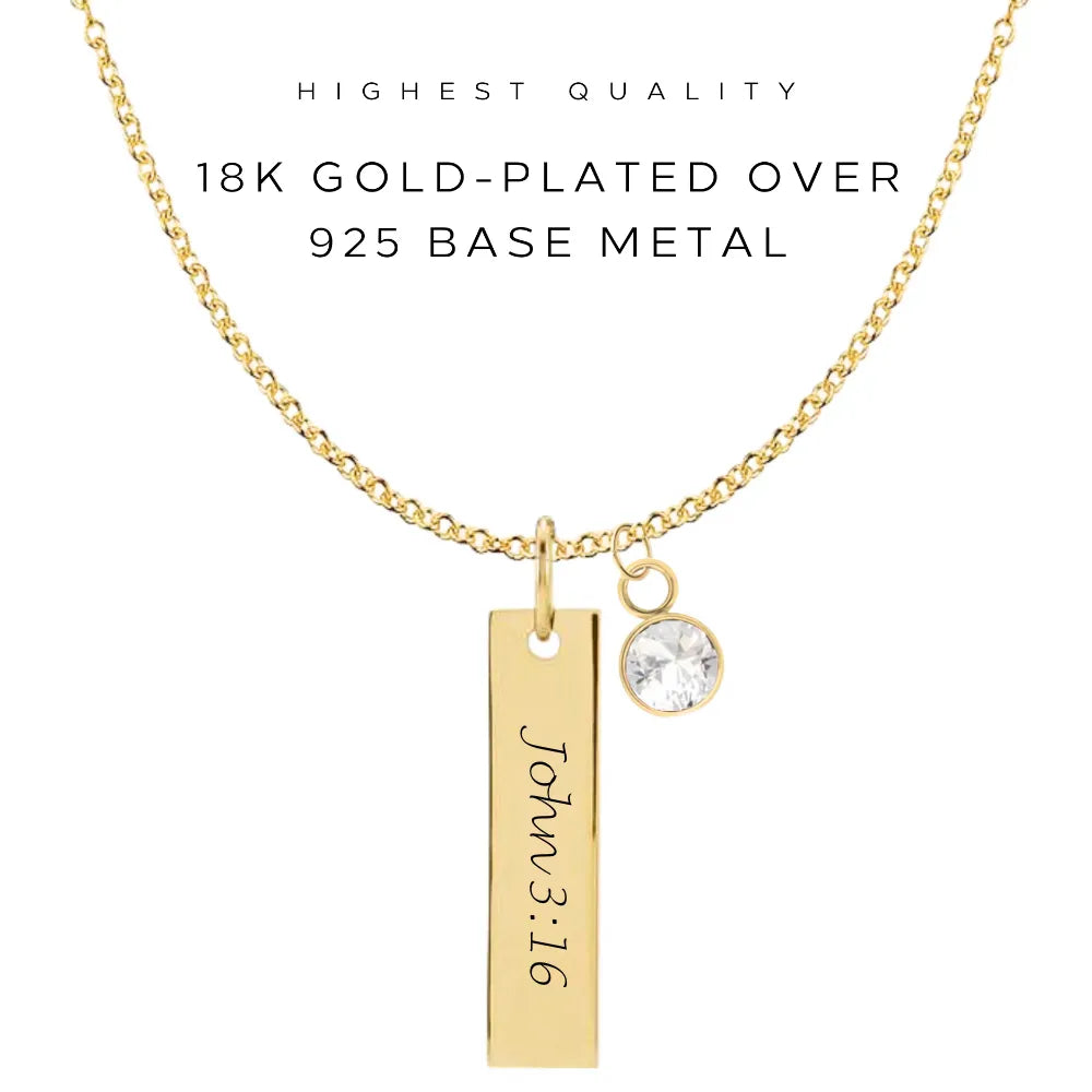 Personalized Engraved Vertical Bar Necklace - Custom Name Pendant for Women - Perfect for Anniversary, Birthday & Valentine's Gifts - $48.00