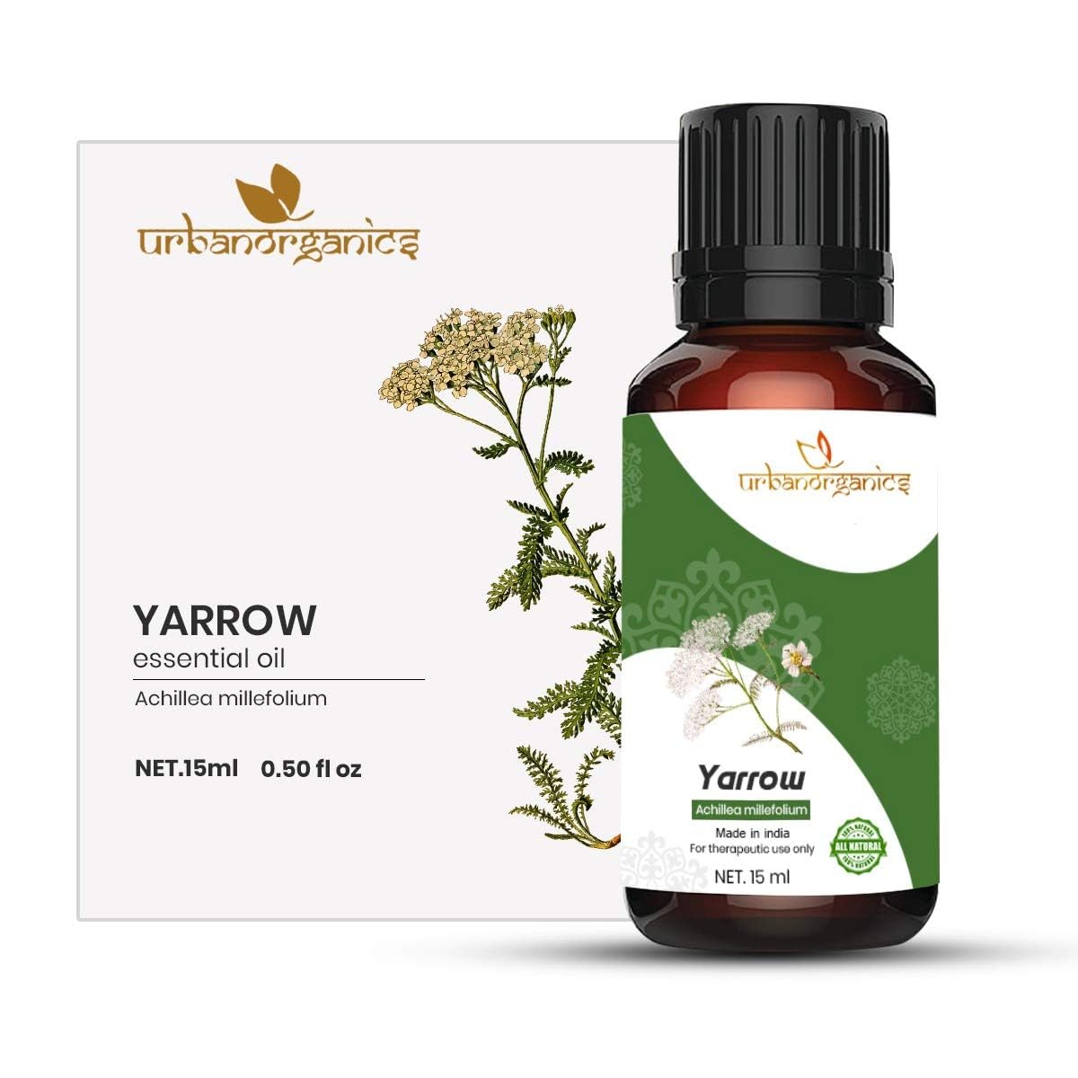 Pure Yarrow Essential Oil - 100% Natural & Undiluted for Anti-Inflammatory, Antiseptic, Wound Healing, Scar Reduction, Acne Treatment & Pain Relief - Perfect for Aromatherapy, Massage & Skincare