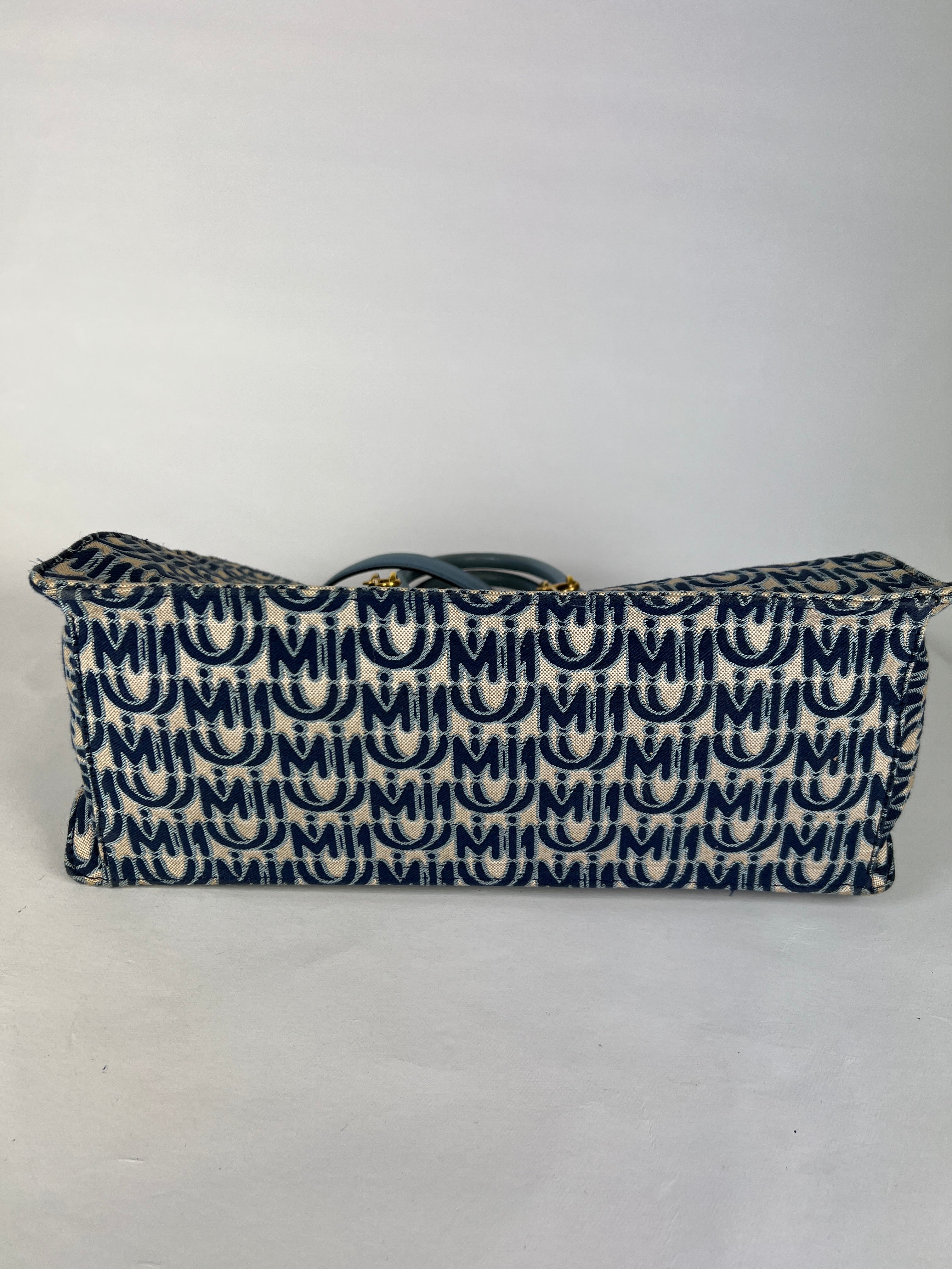 Miu Miu Blue Canvas Tote Bag - Stylish & Spacious Designer Handbag for Women | Perfect for Work, Travel & Everyday Use