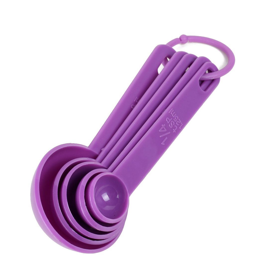 uxcell 5-in-1 Plastic Measuring Spoon Set for Kitchen, Tea, Coffee & Baking - Purple | Perfect for Measuring Spices, Powder, Liquid & Dry Ingredients