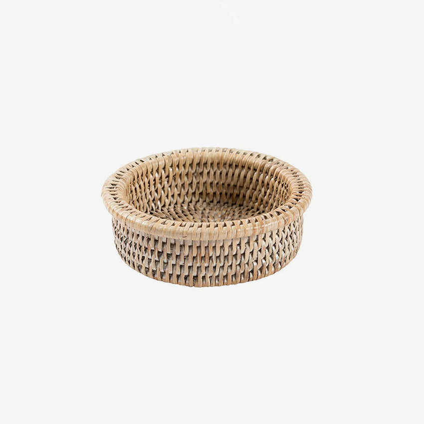 Caspari Rattan Wine Bottle Holder Coaster - Natural Woven Bamboo Drink Stand for Wine, Champagne & Beverages - Perfect for Home Bar, Kitchen Counter & Outdoor Entertaining
