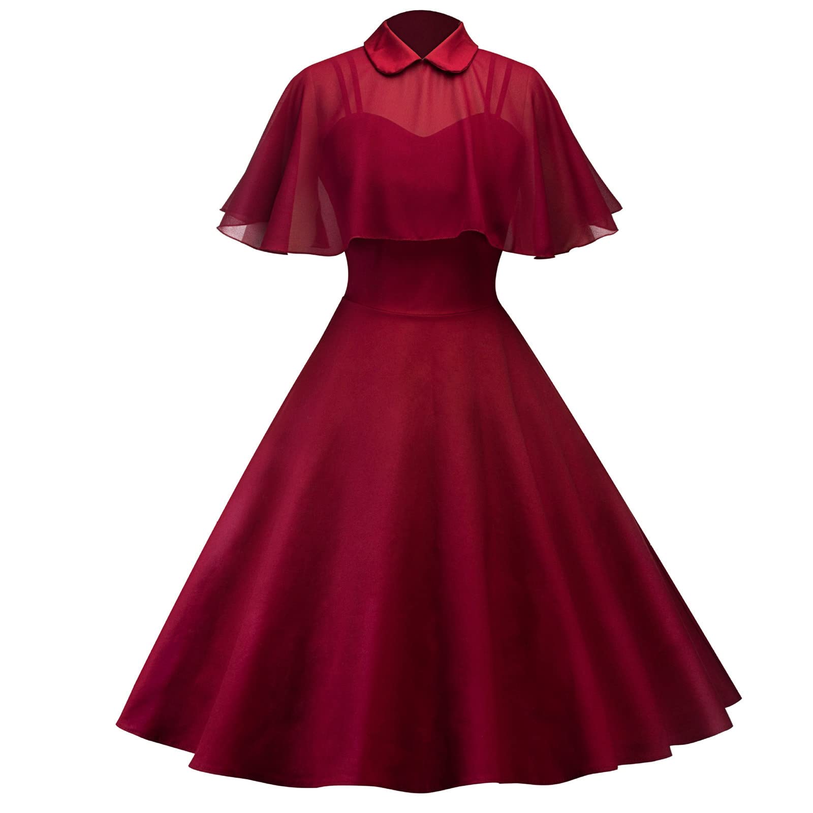 Tuduoms Women's 1950s Vintage Gothic Swing Cocktail Dress - Retro Rockabilly Two-Piece Dress with Cloak | Perfect for Cocktail Parties, Halloween Costumes & Vintage Themed Events