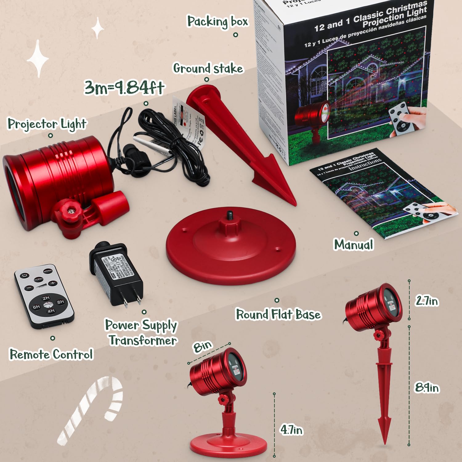 2023 New Limited Edition Christmas Projector Lights - Waterproof Laser Lights with Remote Control for Outdoor, Farmhouse, Yard, and Holiday Decorations | Perfect for Halloween, Christmas, and Party Events
