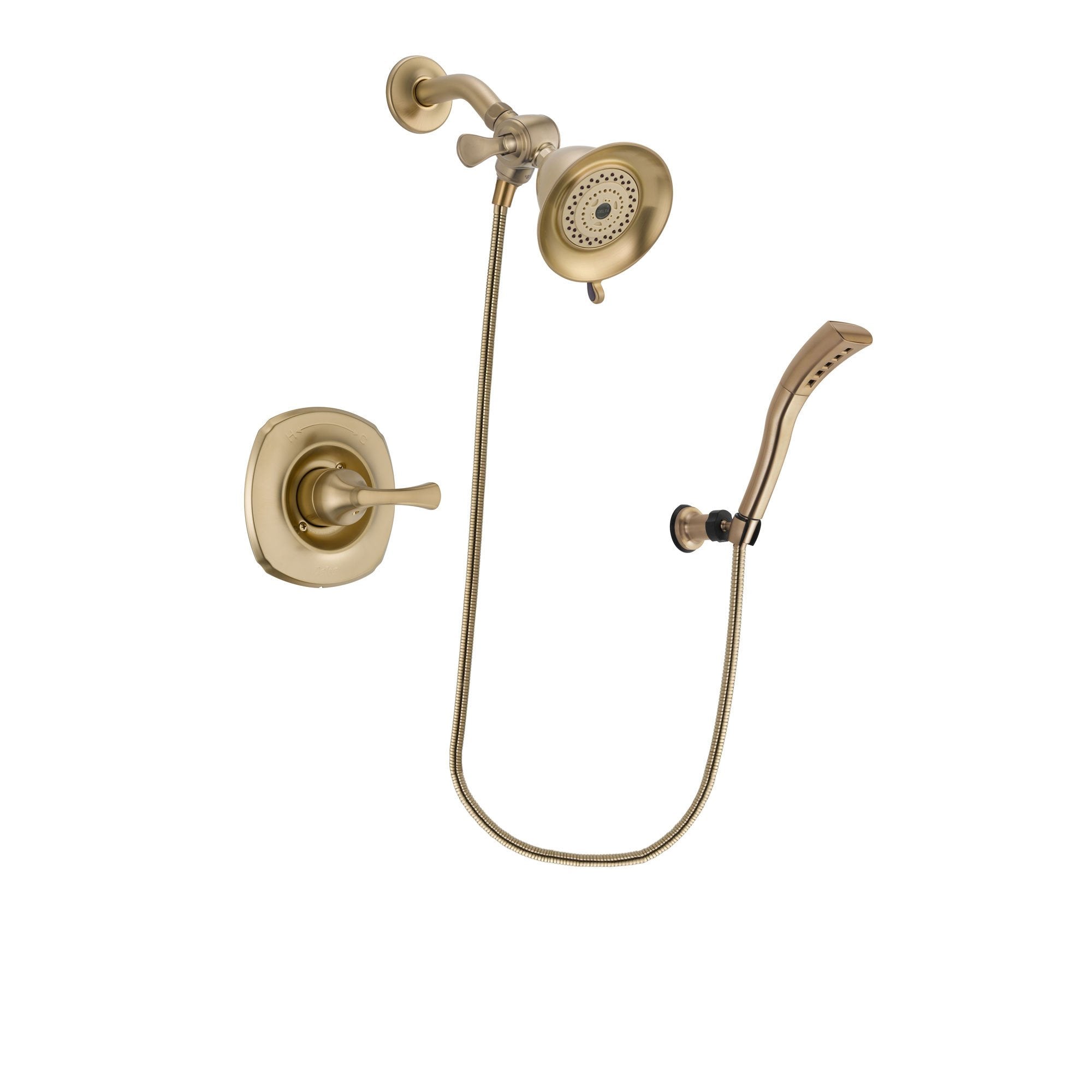 Delta Addison Champagne Bronze Shower Faucet System with Water-Efficient Shower Head & Handheld Spray - Wall Mount Modern Bathroom Fixture for Luxurious Spa-Like Experience (Model DSP3642V)
