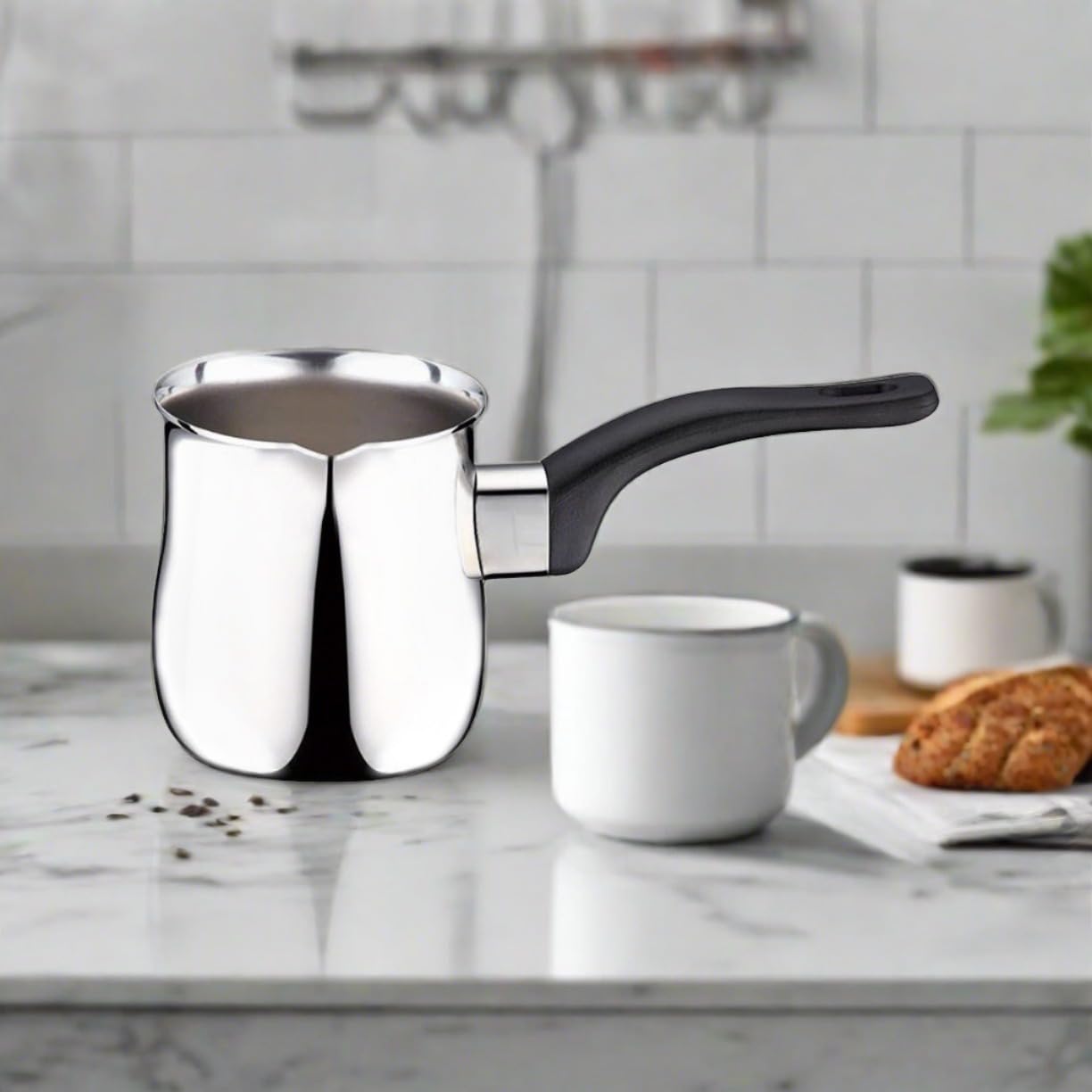 Premium 12 Oz Stainless Steel Turkish Cezve Coffee Pot - Authentic Ibrik for Rich Espresso & Traditional Brewing - Perfect for Home, Office & Camping Coffee Lovers