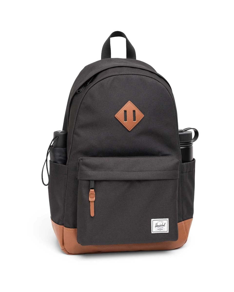 Herschel Heritage Backpack for Men & Women - Durable Laptop Backpack with Adjustable Straps, Black/Tan - Perfect for School, Travel & Daily Commute