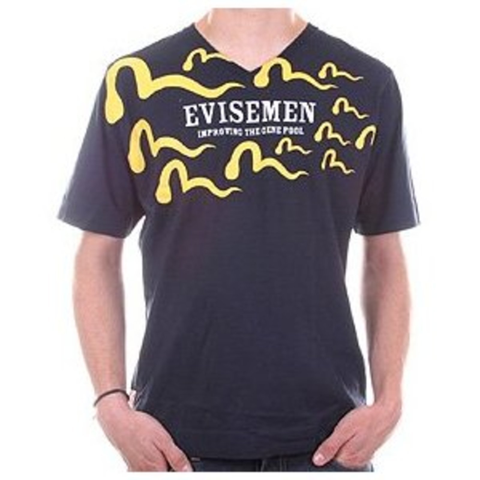 EVISU Men's Navy Blue Short Sleeve T-Shirt - Casual Cotton Tee for Streetwear & Everyday Wear