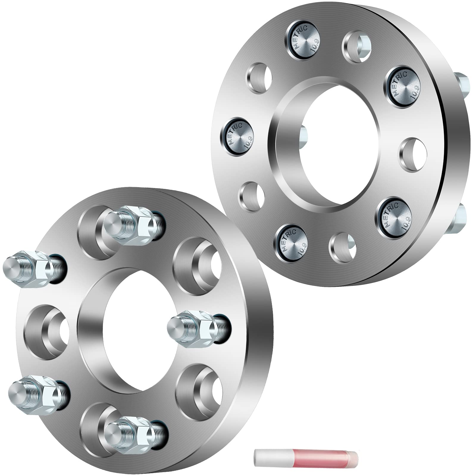 SCITOO 1 Inch Wheel Spacers (2Pcs) – 5x110 Bolt Pattern, 12x1.5 Thread, 65.1mm Hub – Silver Wheel Adapters for Cadillac Catera 1997-2001, Chevrolet Cobalt 2005-2010, Malibu 2004-2012, HHR 2006-2011 – Perfect for Enhanced Stance & Performance Upgrades