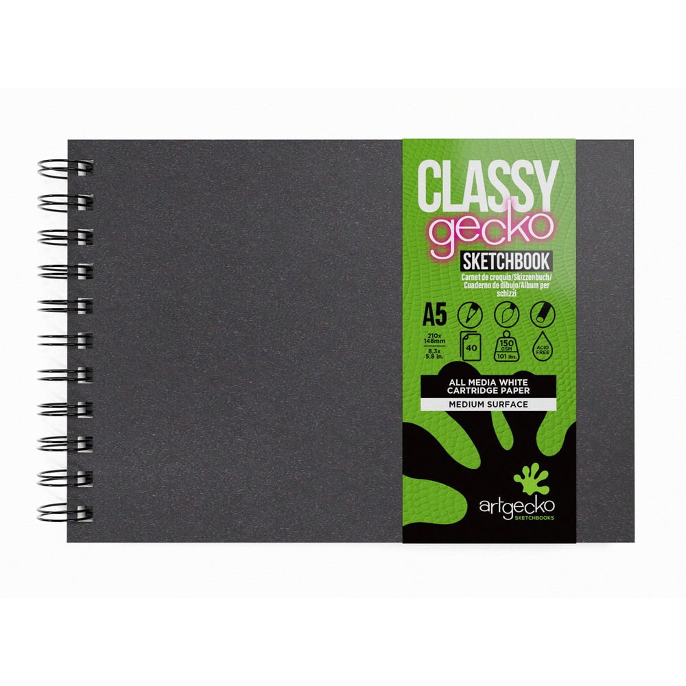 Premium A5 Landscape Sketchbook - 80 Pages (40 Sheets) 150gsm White Paper for Artists & Drawing - Perfect for Sketching, Watercolor & Mixed Media Art