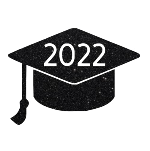 2022 Graduation Iron On Transfer - Class of 2022 DIY T-Shirt Design & Face Mask Decal - Black Glitter Iron-On Patch for Graduation Party, School Events & Celebration Gifts