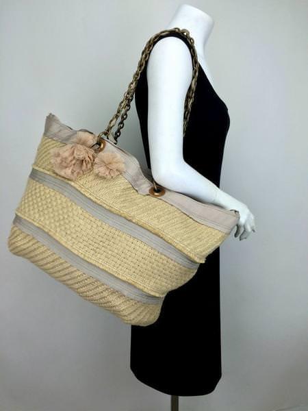 Lanvin Woven Jute Large Beach Tote Bag for Women | Stylish Summer Beach Bag with Spacious Design | Perfect for Beach Vacations, Poolside Lounging & Shopping