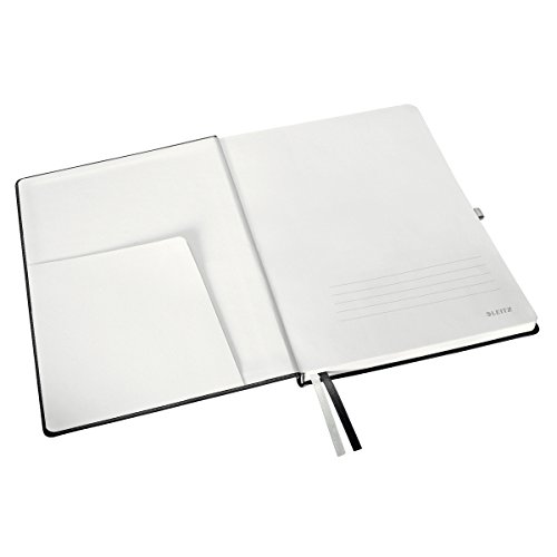 Leitz A4 Hard Cover Notebook - Ruled Lined Journal with 2 Fabric Page Markers, 100gsm Ivory Paper, 80 Sheets, Satin Black | Perfect for Office, School & Creative Writing, Note Taking, Business Meetings & Gift Giving