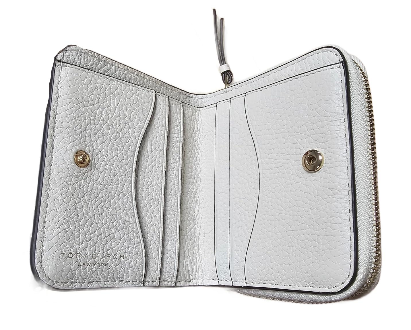 Tory Burch Thea Women's Bifold Wallet - Genuine Pebbled Leather, Ivory White with Gold Hardware (Model 146463) | Perfect for Everyday Use, Gift Giving & Travel Essentials