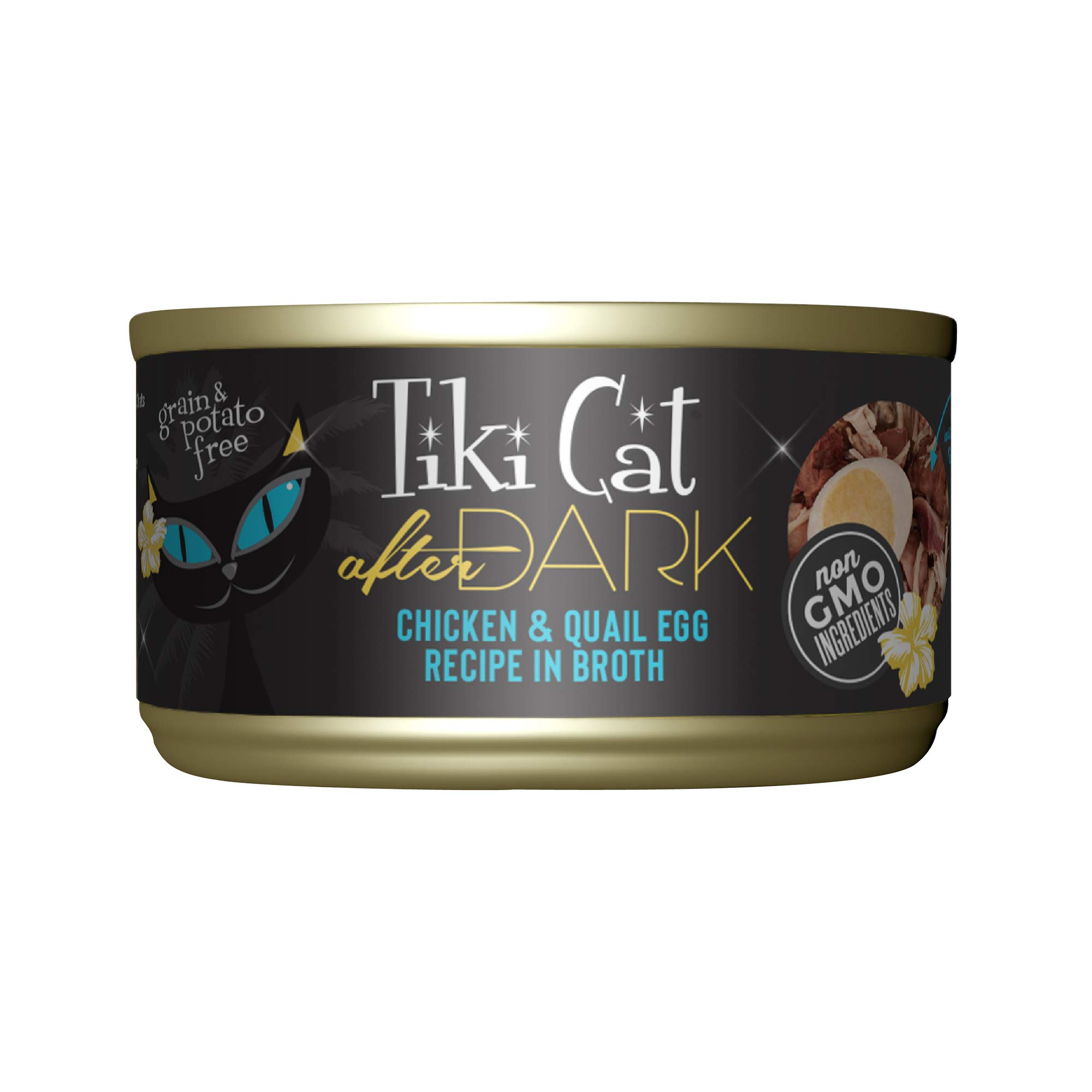 Tiki Cat After Dark High-Protein Wet Cat Food - Chicken & Quail Egg Recipe, 100% Non-GMO Ingredients for Adult Cats, 2.8oz Cans (Pack of 12) | Perfect for Weight Management & Picky Eaters