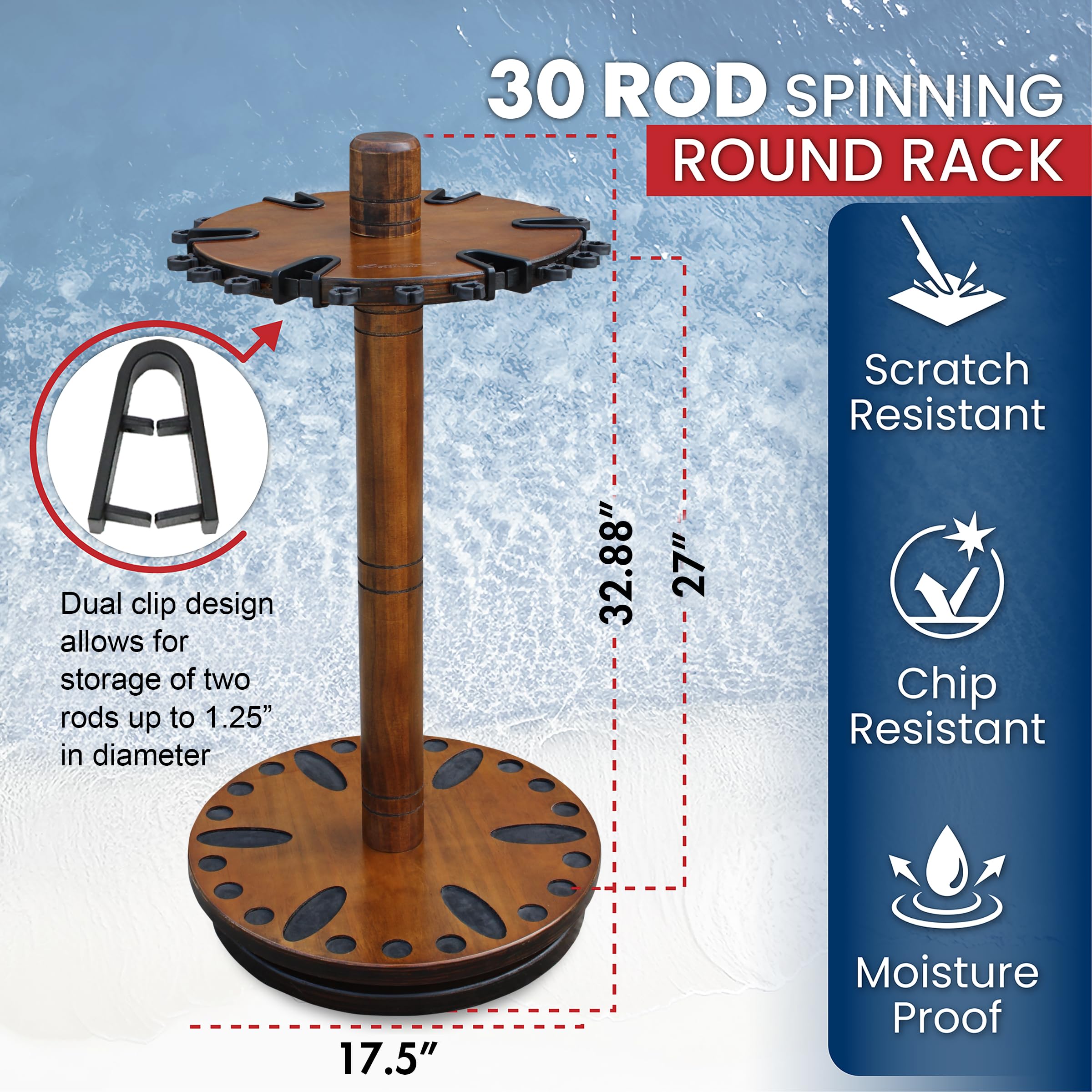 360° Spinning Fishing Rod Holder for Garage & Boat Storage - Organize Reels, Gear, Tackle Box & Accessories - Perfect for Anglers & Fishing Enthusiasts