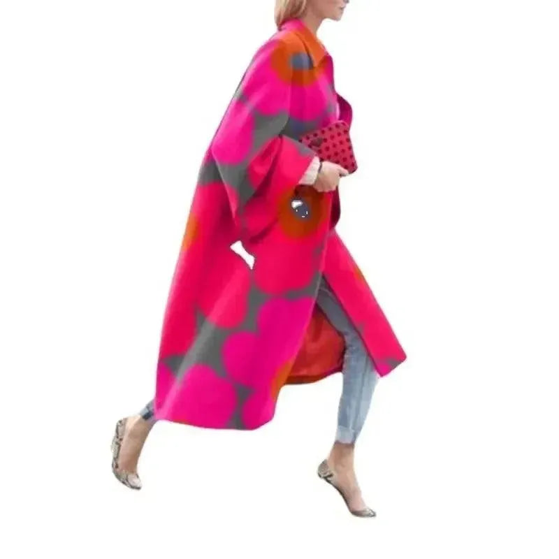 Women's Stylish Flared Sleeve Overcoat Coat - Elegant Long Trench Coat for Fall & Winter, Perfect for Office, Date Night & Special Occasions