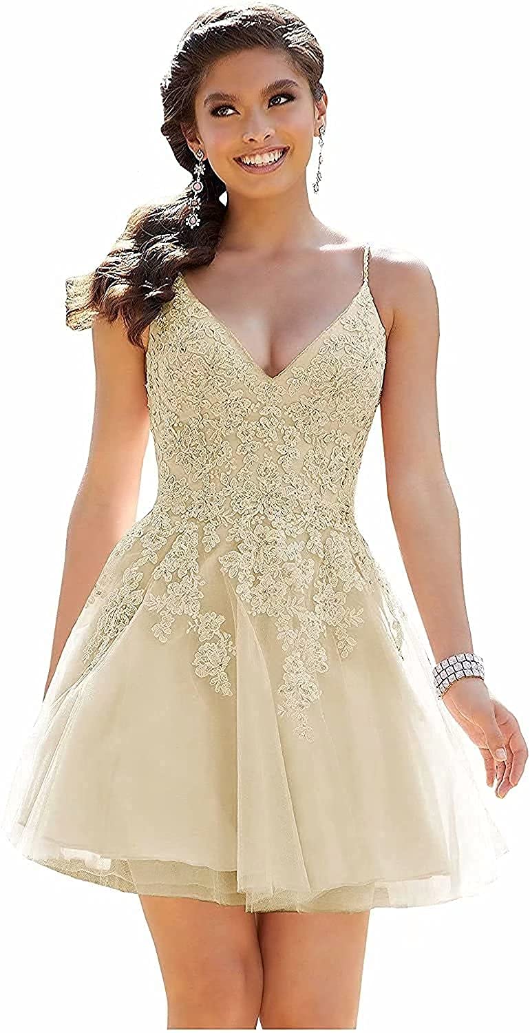 Elegant V-Neck Lace Prom Dress for Women | Homecoming & Evening Party