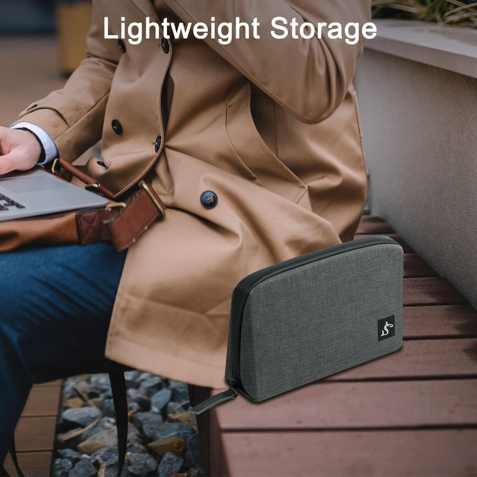 Waterproof Electronic Organizer Travel Case - Large Dark Gray Cable Storage Bag for Chargers, Hard Drives & Power Banks | Perfect for Travel, Office & Daily Organization