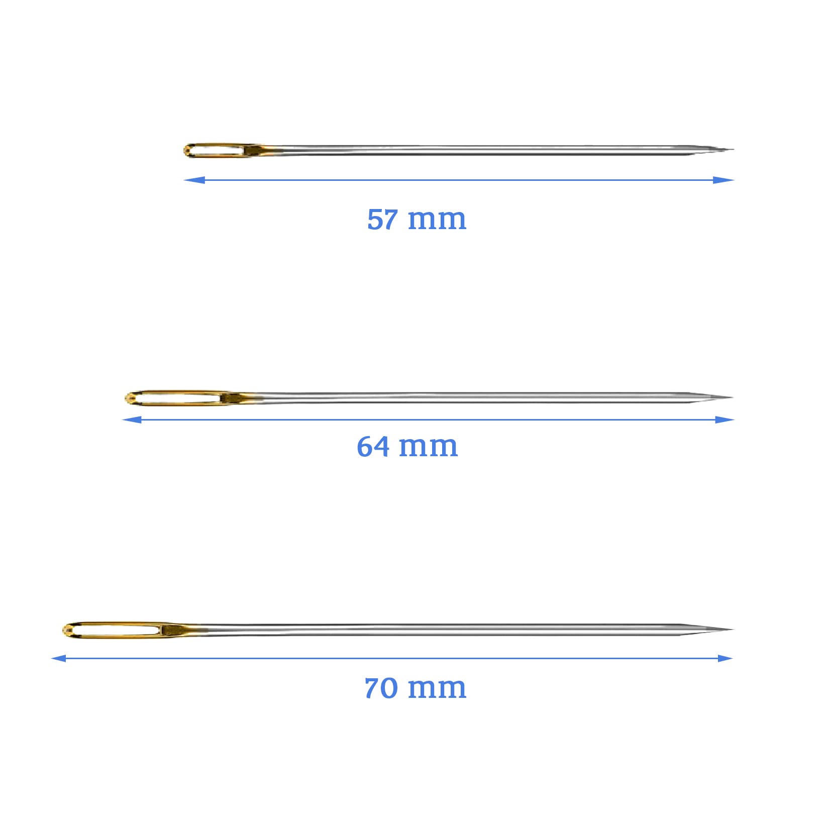 6PCS Large Eye Sewing Needles Set - 3 Sizes (5.7cm/6.4cm/7.0cm) for Hand Sewing & Embroidery | Includes Threader | Perfect for Quilting, Cross Stitch & Fabric Crafts