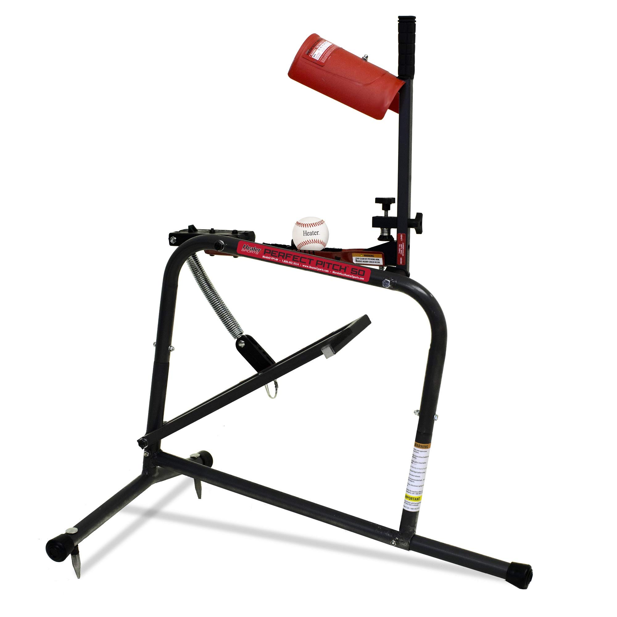 Heater Sports Perfect Pitch 50 MPH Portable Baseball & Softball Pitching Machine (#PP149) - Durable Lightweight Pitching Trainer for Kids, Teens & Adults | Baseball Batting Practice & Fielding Drills | Perfect for Backyard Training & Team Practice Sessions