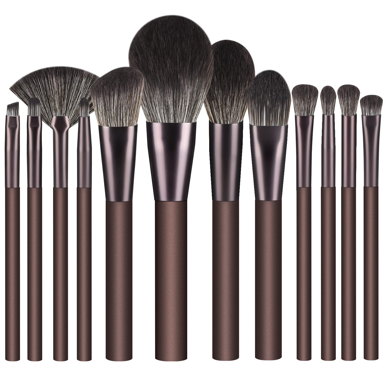 12-Piece Professional Makeup Brush Set - Premium Synthetic Bristles for Foundation, Concealer & Eyeshadow (Coffee) | Perfect for Daily Makeup, Travel & Professional Makeup Artists