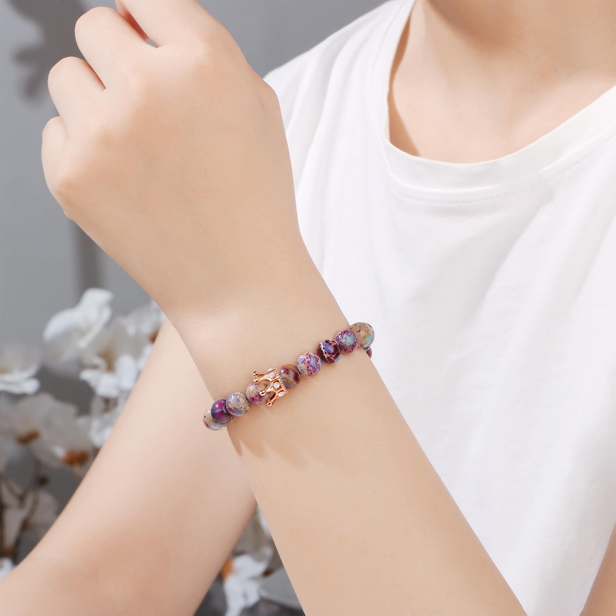 JoycuFF Crown Beads Bracelet for Women - Elegant Birthday Gift for Daughter, Sister, Granddaughter & Best Friends | Perfect Christmas & Graduation Present for Teen Girls & Women | Ideal for Parties, Weddings & Everyday Wear