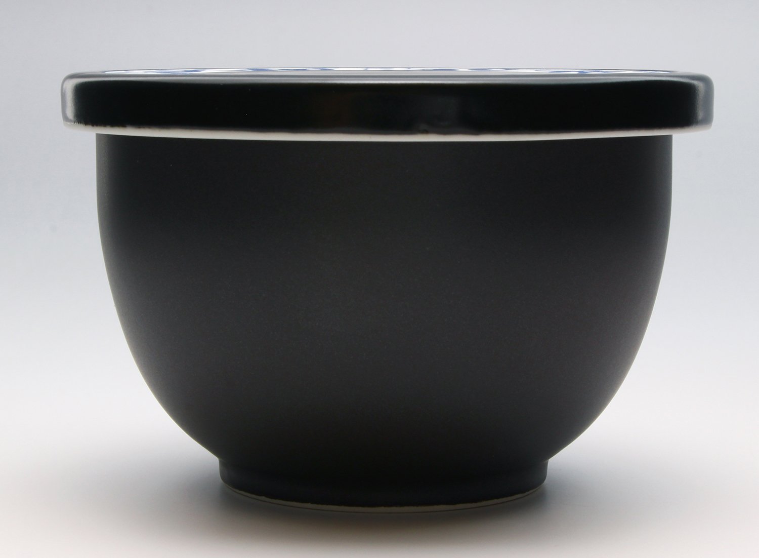 Toyo Ceramics Y052-2 Arita Ware Japanese Rice Storage Container Set - Microwave Safe Ceramic Ohitsu with Flat Black Arabesque Lid - Perfect for Kitchen Pantry Organization & Meal Prep