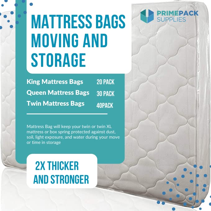 **PrimePack Supplies King Size Mattress Bags for Moving & Storage - 20 Pack (92