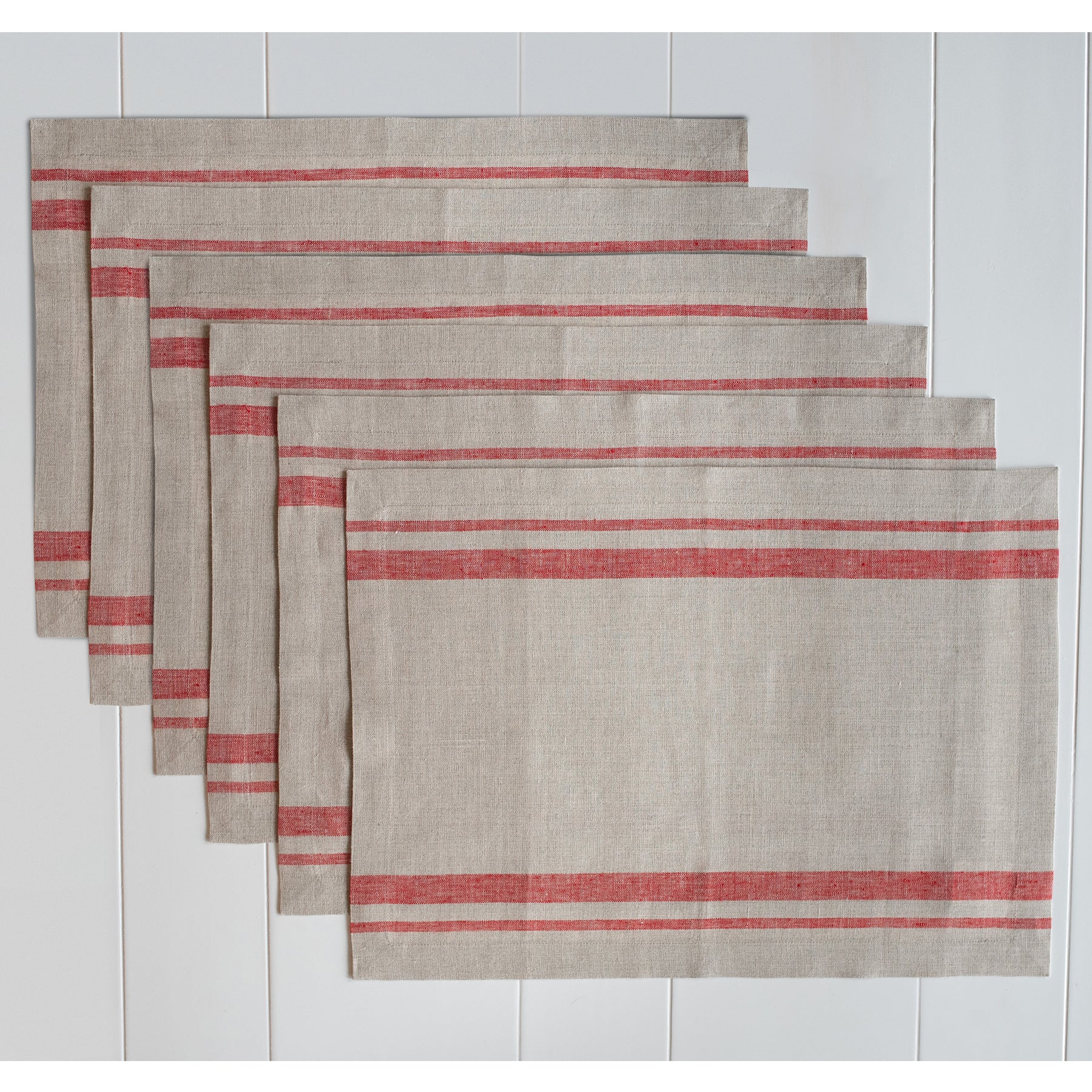 French Striped Placemats Set of 6 - Elegant Cotton Table Mats for Dining Room Decor - Perfect for Dinner Parties, Kitchen Tables & Home Decor