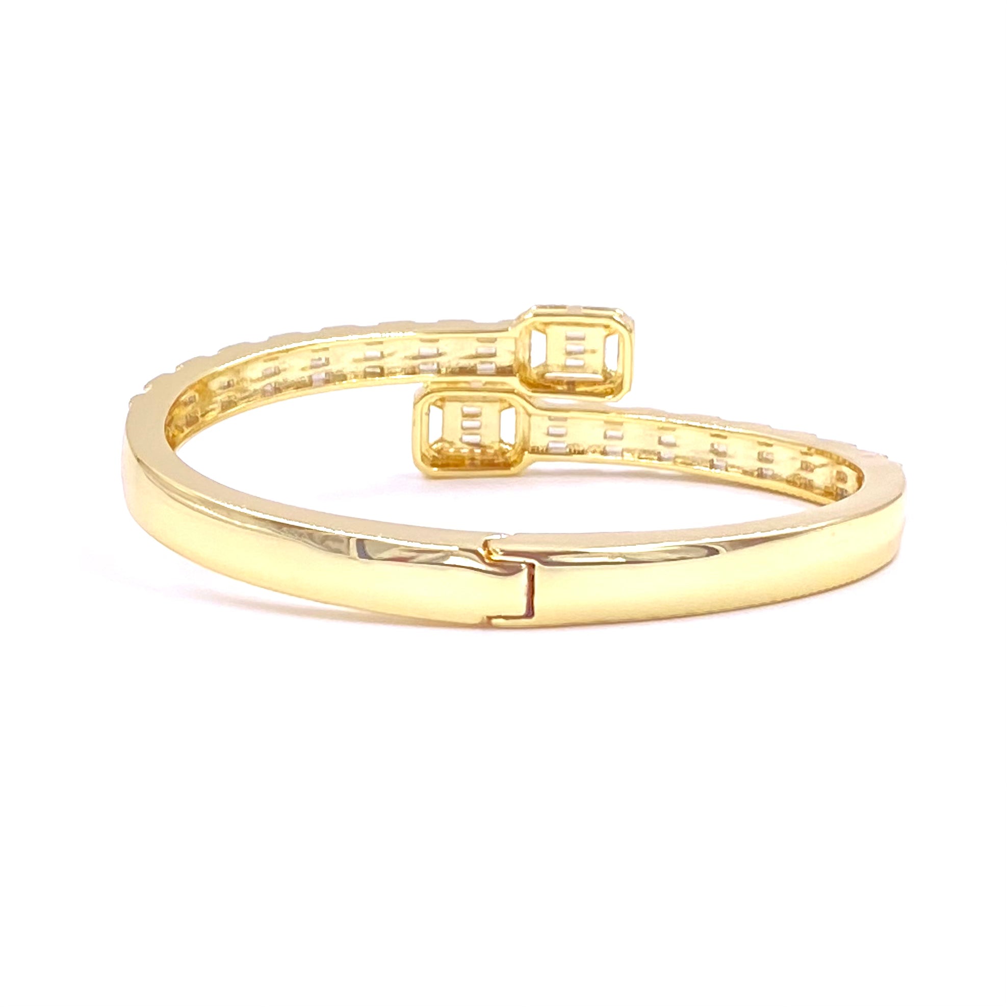 Ashley Gold Stainless Steel Stacked Square & Baguette CZ Bracelet - Elegant Jewelry for Women, Perfect for Parties, Weddings & Everyday Wear