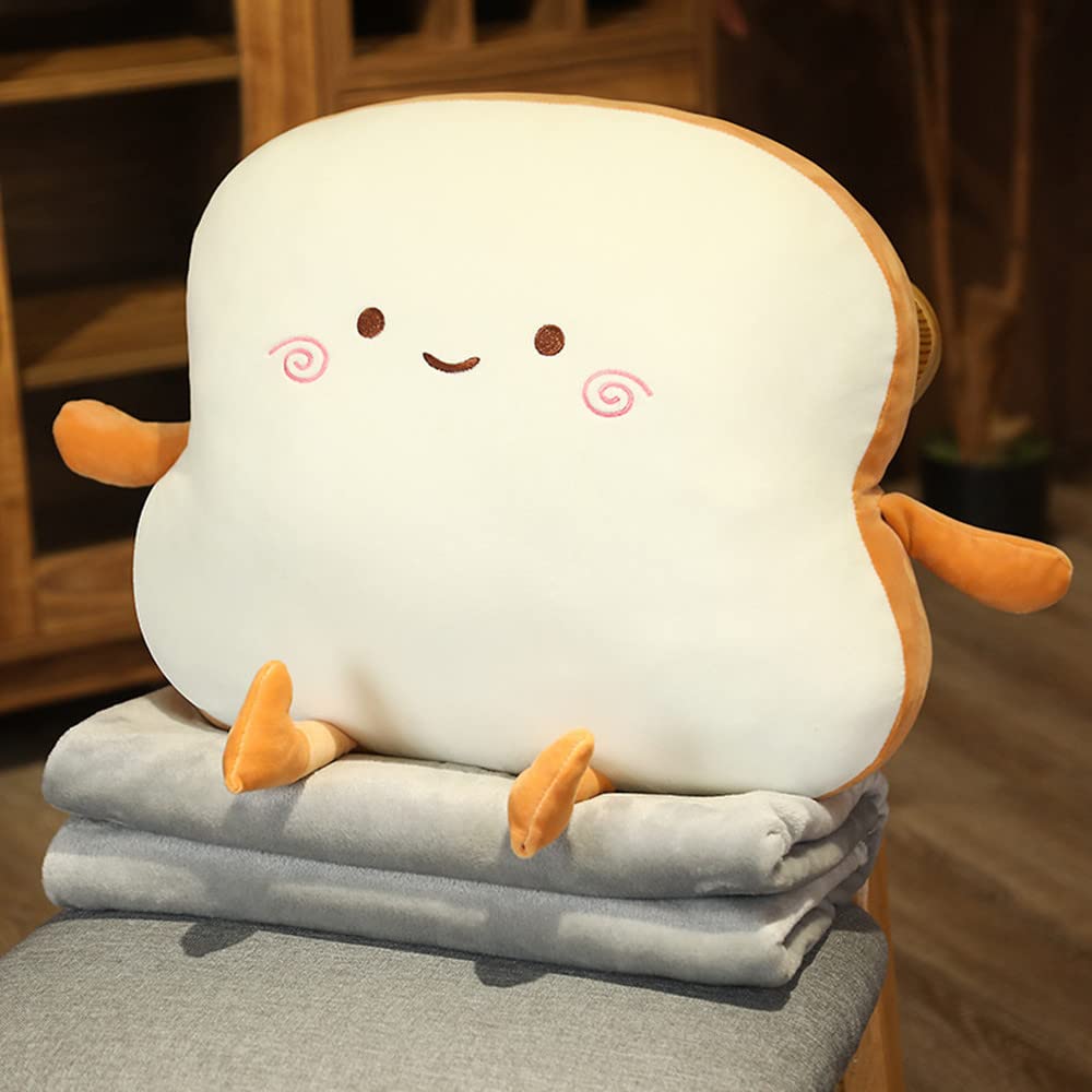 JOSON Toast Bread Pillow - 3-in-1 Dual Use Sofa Cushion, Blanket & Home Decor (Smile Face) - Perfect for Living Room, Bedroom & Office Relaxation
