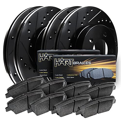 Premium Hart Front & Rear Brake Kit - Ceramic Brake Pads & Zinc Plated Rotors (BHCC.63067.02) | Smooth Stopping Power for Cars, Trucks & SUVs | Ideal for Daily Commuting & Highway Driving
