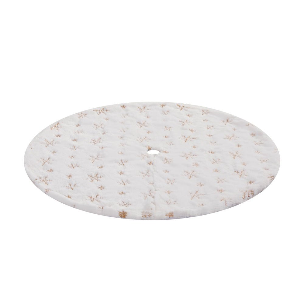90cm Christmas Tree Skirt with Snowflake Ornaments - Holiday Xmas Decorations for Home, Party & Festive Celebrations