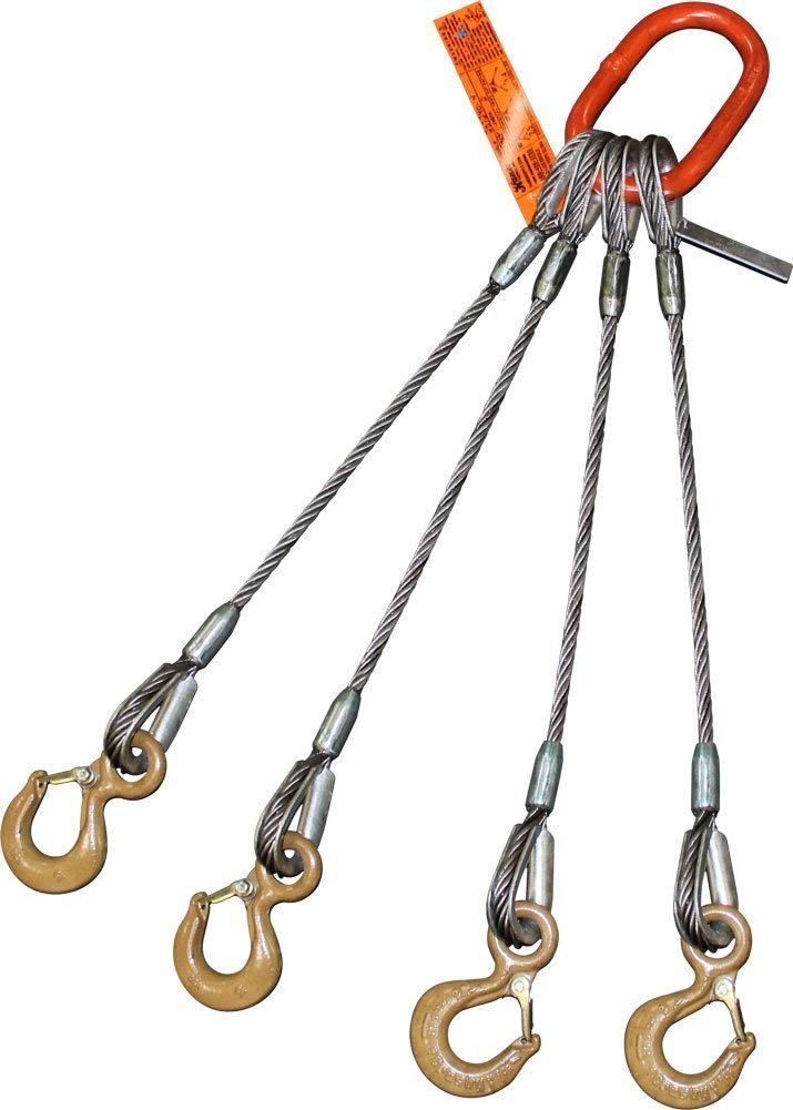 Heavy Duty 4 Leg Bridle Wire Rope Sling - 5 Ton Vertical Capacity | 3/8