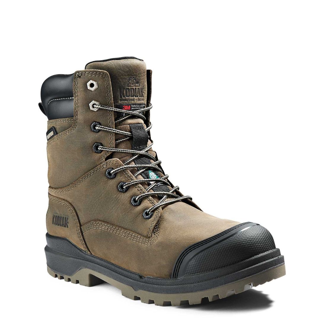 Kodiak Karluk Men's 8 Inch Waterproof Composite Toe Work Boots 8379FS - Brown Safety Shoes for Construction, Hiking & Outdoor Work