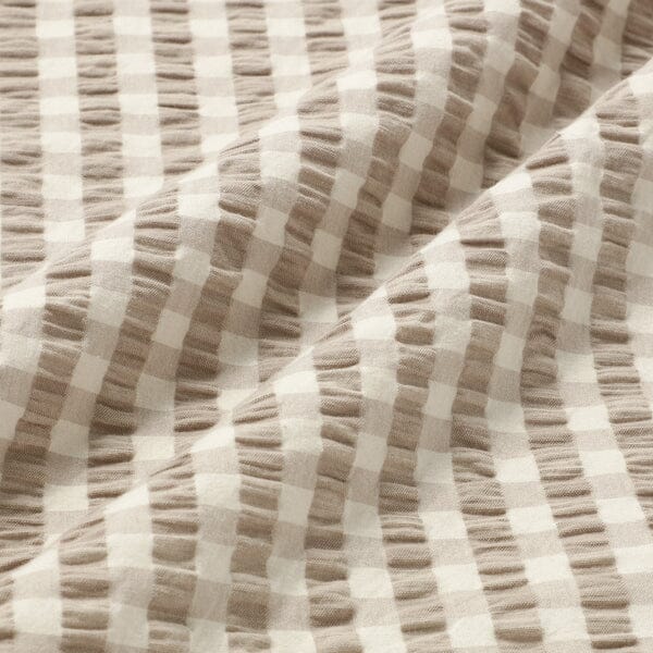Frill Check Cushion Cover 18x18 Inches Beige - Decorative Square Pillow Case for Sofa, Bed, Chair, Home Decor