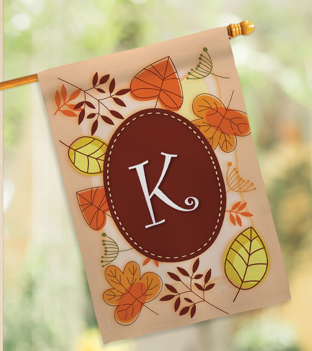Breeze Decor K Initial Fall Harvest Vertical Kit - House & Garden Flags for Autumn Decor