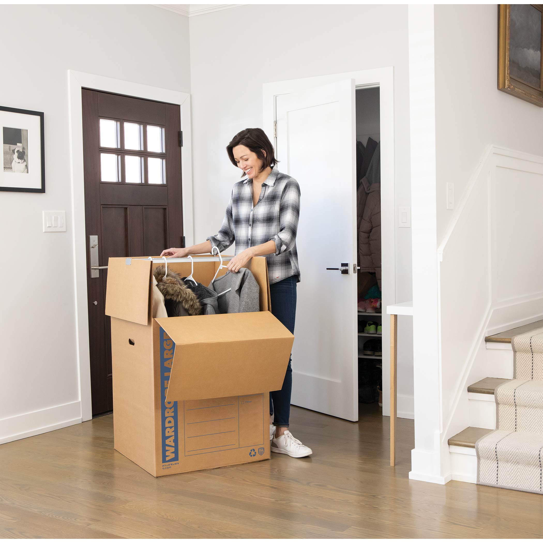 Bankers Box SmoothMove Classic Moving Boxes with Tape-Free Assembly & Easy Carry Handles - Large 21x17x17 Inches (10 Pack) & Tall Wardrobe Boxes 24x24x40 Inches (3 Pack) - Perfect for Home Moving, Office Relocation & Storage Organization